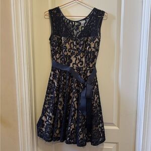 Betsy & Adam Lace Dress with Ribbon